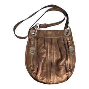 B Makowsky Metallic Copper Y2K Soft Leather Cross Body Purse